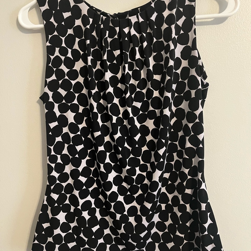 Calvin Klein Black and White Patterned Dots Blouse